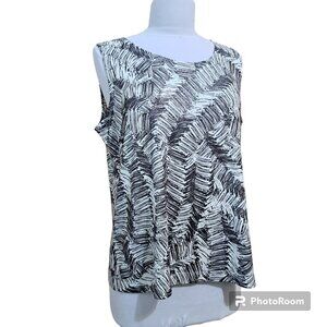 Travelers by Chicos Women Tank Top Print White/Black/Gray Size 2
